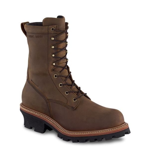 Men's 9-Inch Waterproof, Safety Toe Logger Boot Bargain Work Boots Men Red Wing Shoes