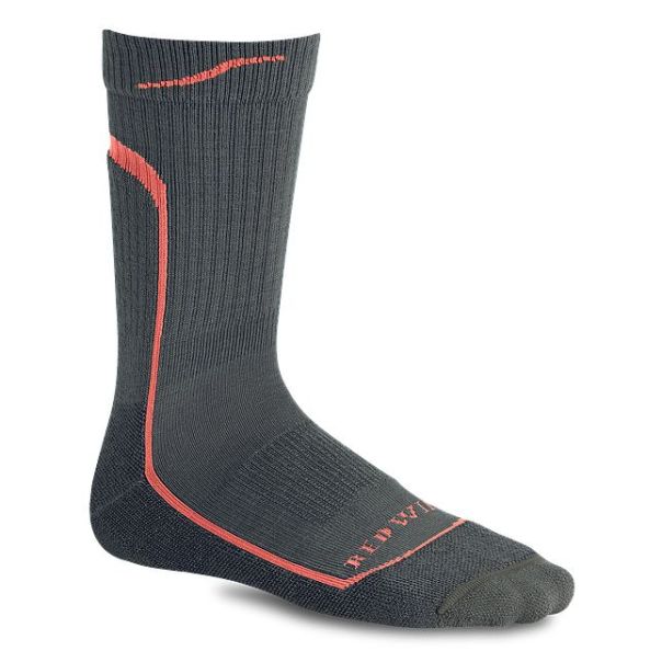 Personalized Unisex Socks Women's Steel-Toe Merino Wool Blend 3/4 Crew Sock In Charcoal & Coral Red Wing Shoes