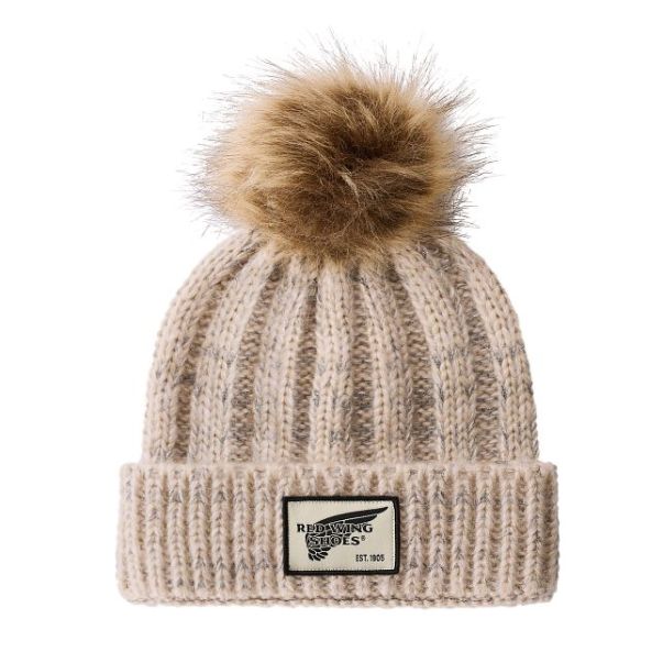 Last Chance Red Wing Shoes Unisex Women's Knit Pom Beanie Hat In Cream Hats