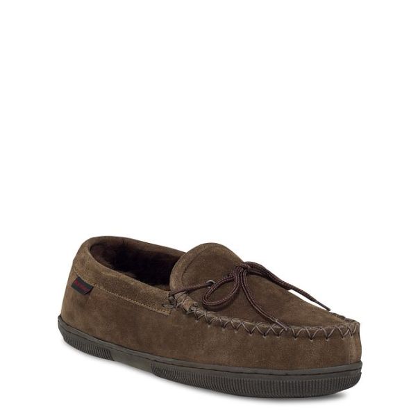 Reduced To Clear Slippers Unisex Men's Sheepskin Fleece-Lined Loafer Moccasin In Chocolate Red Wing Shoes