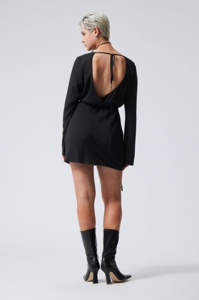 Party Clothing Innovative Black Women Fahra Open Back Mini Dress