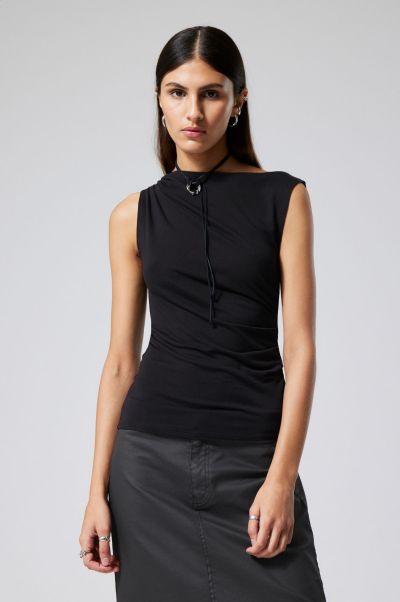 Joan Drape Top Party Clothing Women Black Cut-Price