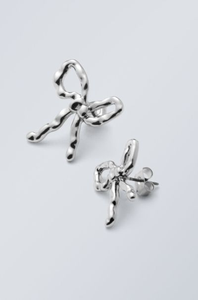 Party Clothing Bow Earrings Silver Women New