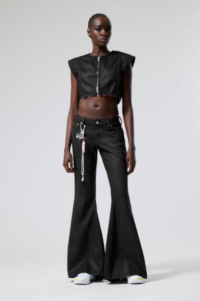 Black Coated Eta Flare Jeans Party Clothing Women Refined