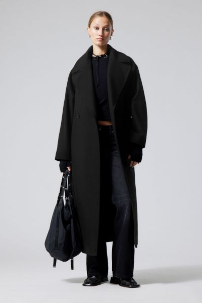 User-Friendly Women Jackets & Coats Black Kia Oversized Wool Blend Coat