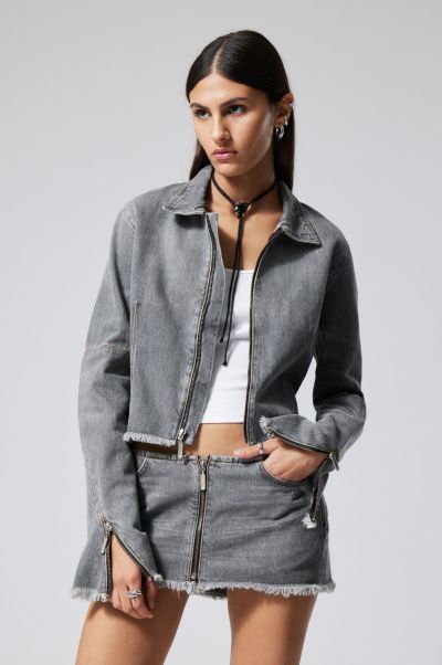 Ontario Denim Zip Jacket Eleven Grey Dynamic Jackets & Coats Women