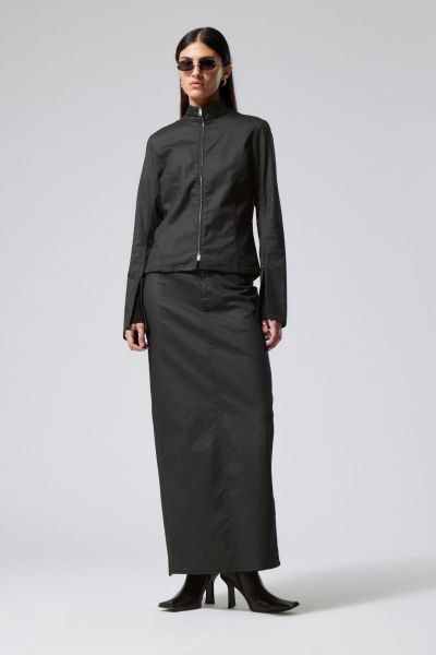 Top Coated Black Kate Coated Zip Shirt Jackets & Coats Women