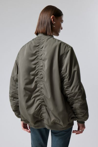 Black Reliable Women Jackets & Coats Lui Oversized Bomber Jacket