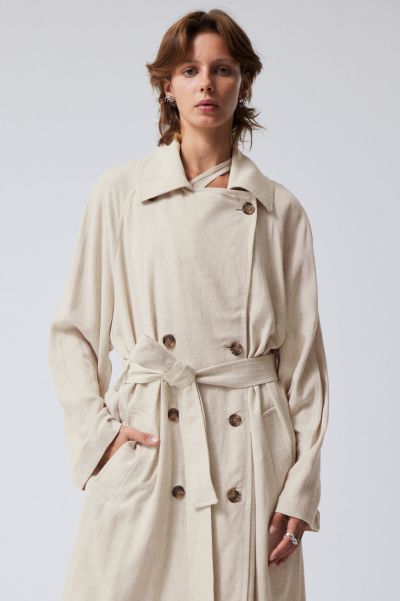 Women Jackets & Coats Easy Ecru Julie Linen Mix Trench