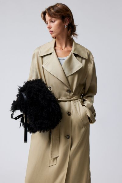 Black Evelyn Relaxed Lyocell Trench Coat Jackets & Coats Outstanding Women