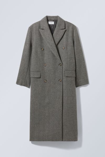 Dependable Women Jackets & Coats Grey Herringbone Alex Wool Blend Coat