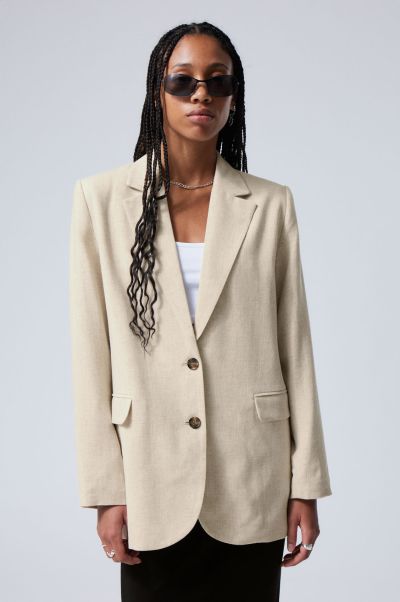 Isa Linen Mix Blazer Online Women Jackets & Coats Brown
