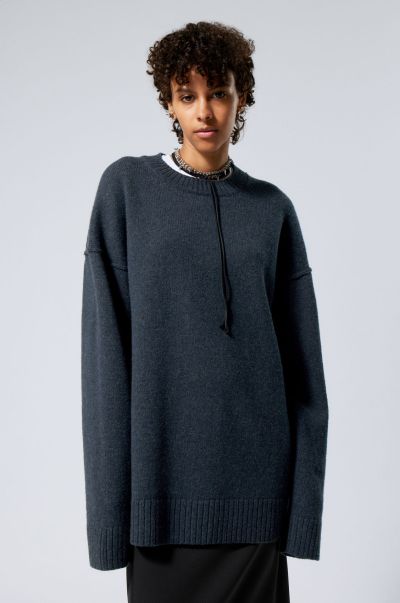 Eloise Oversized Wool Sweater Navy Knitwear Women Personalized