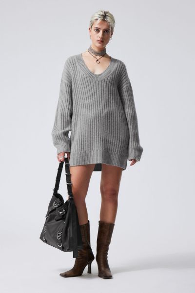 Women Grey Eden Oversized Wool Blend Sweater Trusted Knitwear