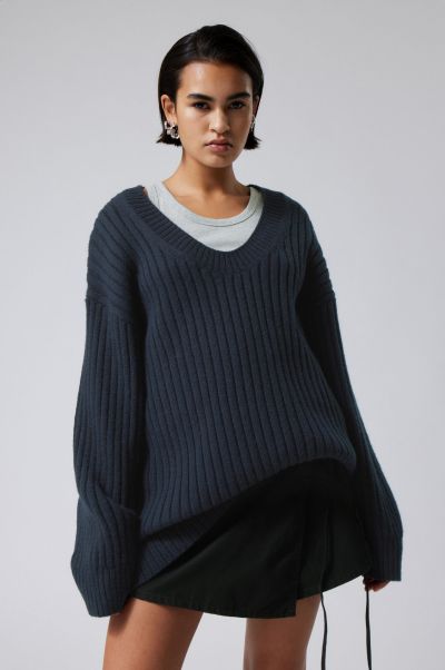 Eden Oversized Wool Blend Sweater Knitwear Grey Shop Women
