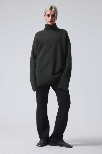 Durable Knitwear Women Eloise Wool Turtleneck Sweater Dark Green