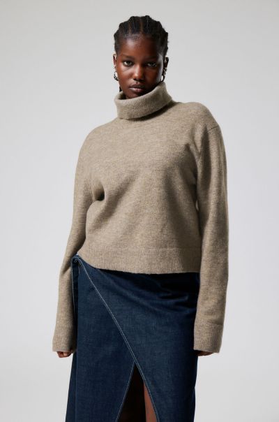 Knitwear Cost-Effective Dark Grey Women Ayla Knitted Turtleneck