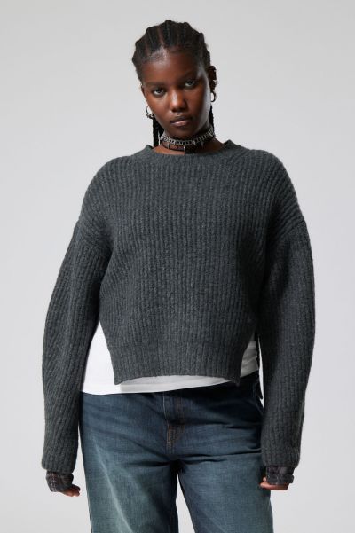 Dark Grey Ivy Knit Sweater Knitwear Women Cheap