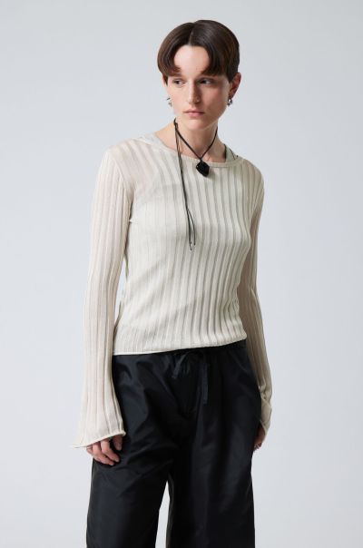 Top-Notch Light Mole Women Enora Sheer Knit Long Sleeve Top Knitwear