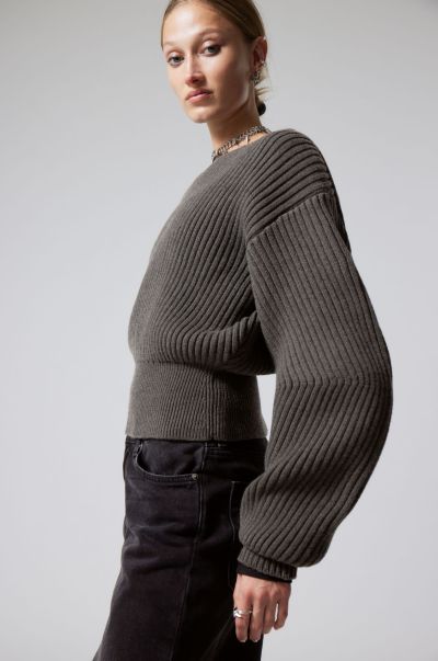 Comfortable Knitwear Dark Mole Dion Sculptural Sweater Women