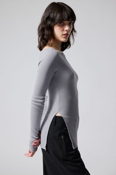 Black Unique Cybele Slit Long Sleeve T-Shirts & Tops Women