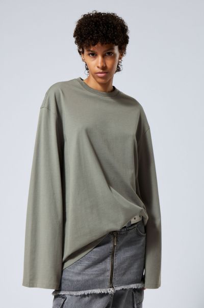 Oversized Long Sleeve T-Shirt T-Shirts & Tops Women Lowest Ever Dusty Grey