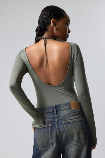 Women Gizem Open Back Long Sleeve Top Black Refashion T-Shirts & Tops