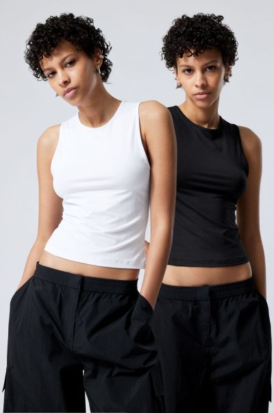 T-Shirts & Tops Black White Chic 2-Pack Fine Tank Top Women