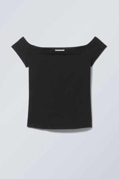 Superior Off Shoulder T-Shirt Black Women T-Shirts & Tops