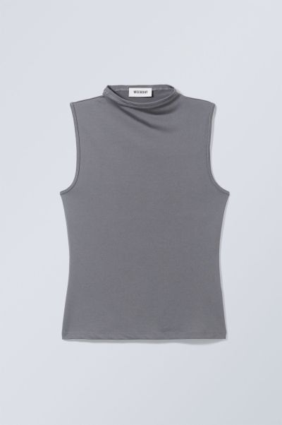 Women Dark Grey T-Shirts & Tops Jennifer Mockneck Top Enrich