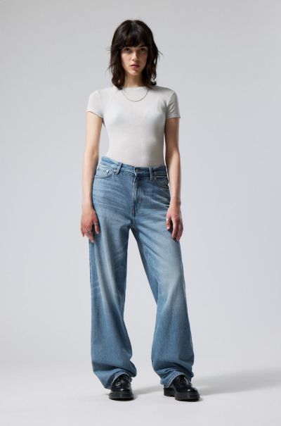 Jeans Seventeen Blue Cheap Rail Mid Loose Straight Jeans Women