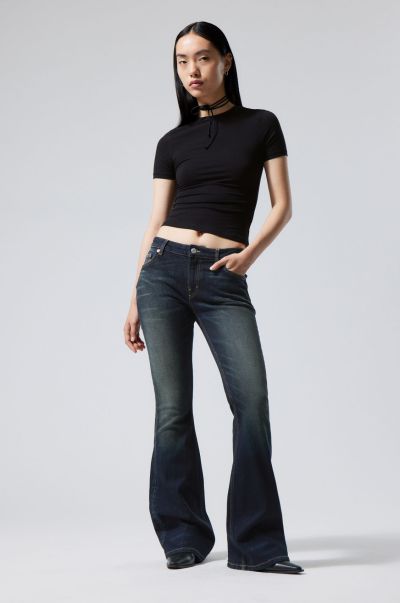 Jeans Black Lux Women Flame Low Flared Jeans Intuitive