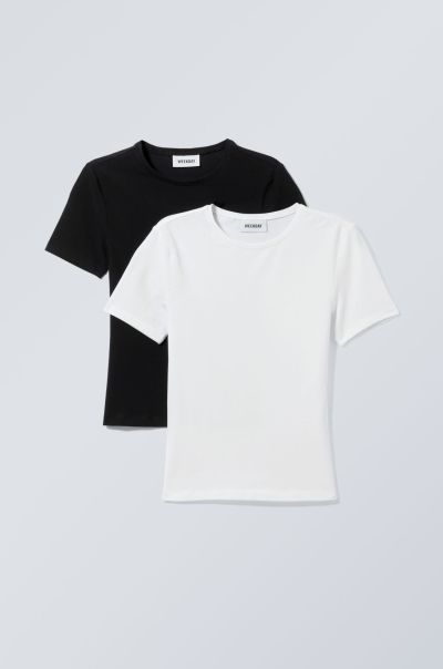 Black White Women Secure Basics 2-Pack Slim Fitted T-Shirt