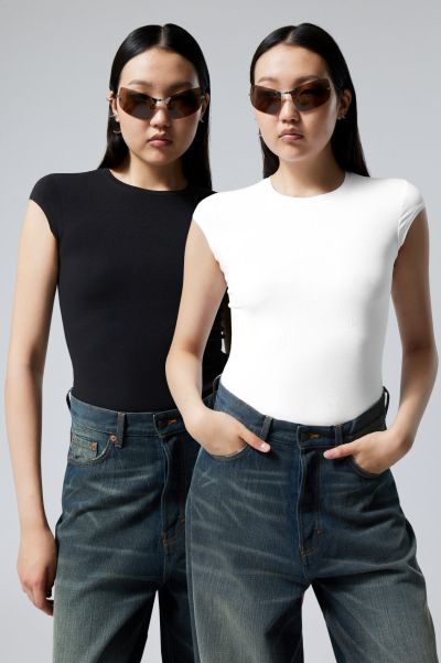 High-Quality Basics Black White Women 2-Pack Slim Fitted Top
