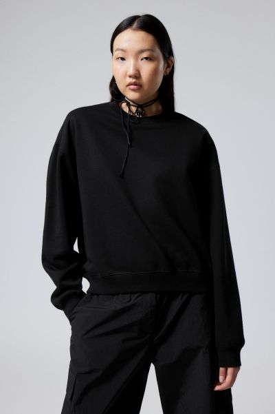 Women Basics Black Essence Standard Sweatshirt Now