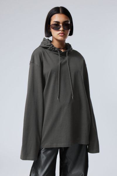 Best Basics Dark Grey Oversized Hooded Long Sleeve Women