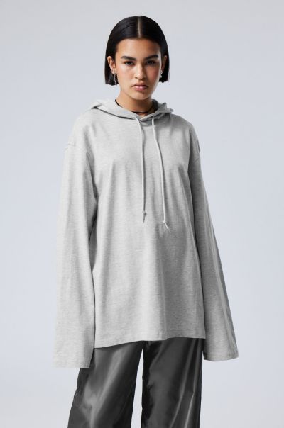 Online Oversized Hooded Long Sleeve Basics Dark Grey Women