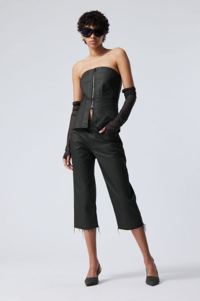 Women Coated Black Trousers Special Price Aceso Coated Trousers