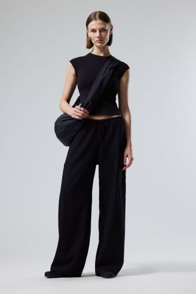 Black Simple Adisa Suiting Cargo Trousers Trousers Women