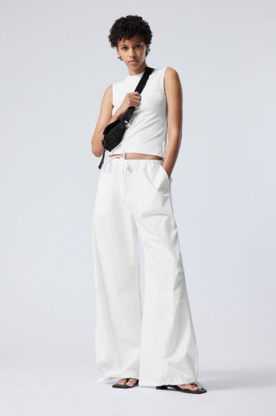 Lowest Ever Women White Trousers Luisa Parachute Trousers