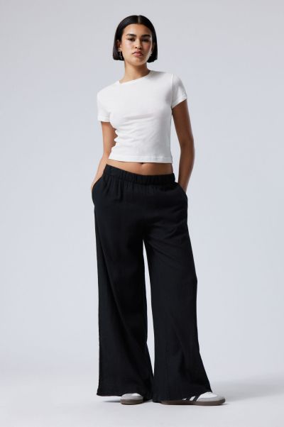 Women Freya Linen Blend Trousers Black Trousers Comfortable