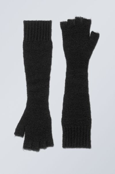 Winter Accessories Women Contemporary Black Long Knitted Gloves