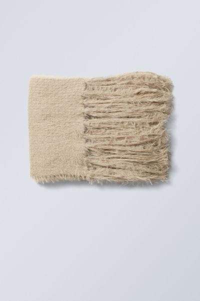 Oatmeal Bargain Ella Hairy Knit Scarf Women Winter Accessories