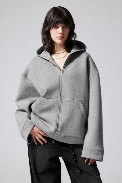 Hoodies & Sweatshirts Women Top Grey Melange Scuba Zip Hoodie