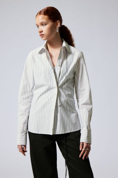 Shirts & Blouses Women Price Drop Grey Stripes June Fitted Shirt