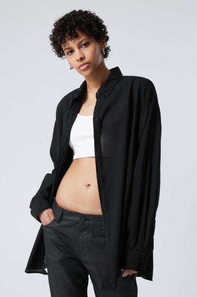 Women Shirts & Blouses Offer Jody Cotton Voile Shirt Black