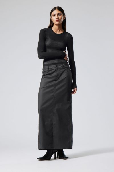 Coated Black Skirts Intuitive Rose Coated Maxi Skirt Women