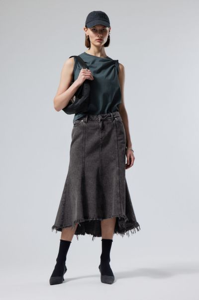 Skirts Pim Denim Skirt Closeout Women Washed Black