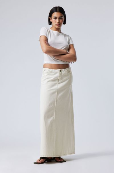 Chalk White Skirts Cheap Anaheim Long Demin Skirt Women