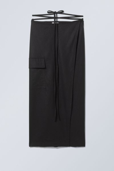 Skirts Professional Fold Linen Mix Long Skirt Women Beige